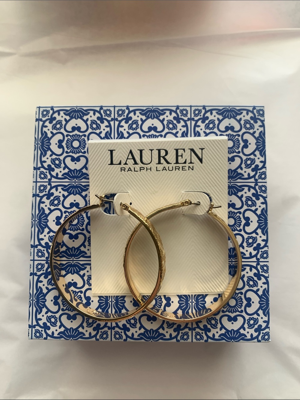 LAUREN Ralph Lauren Textured Gold Hoop Earrings